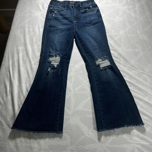 Judy Blue Dark Wash Distressed Flare Jeans Juniors size 7/28 stretch JB88739